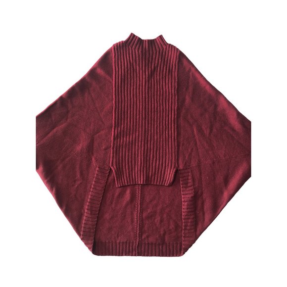 Marciano Womens Red High Neck Batwing Sleeve Cashmere Mid Long Pullover Sweater - Picture 2 of 8